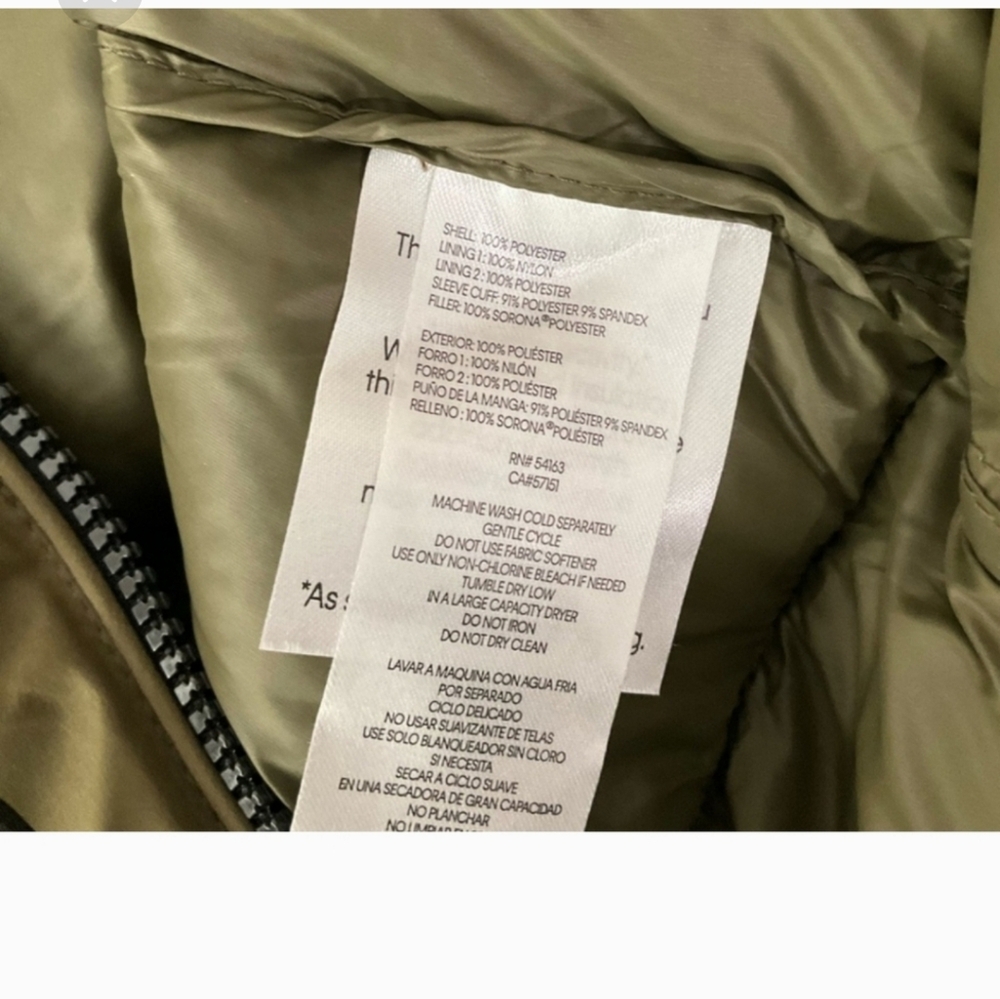 DKNY Jacket Puffer Lightweight Thumb Cuffs Zippered Pockets Green Ladies XXL NEW - Picture 7 of 12